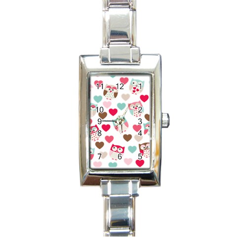 Lovely Owls Rectangle Italian Charm Watch from ArtsNow.com Front