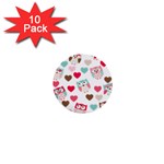 Lovely Owls 1  Mini Button (10 pack) 