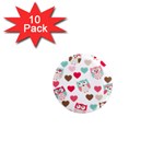 Lovely Owls 1  Mini Magnet (10 pack) 