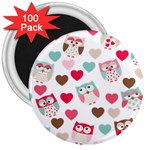 Lovely Owls 3  Magnet (100 pack)