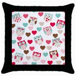 Lovely Owls Throw Pillow Case (Black)