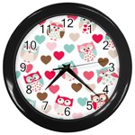 Lovely Owls Wall Clock (Black)