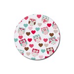 Lovely Owls Rubber Round Coaster (4 pack)