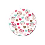 Lovely Owls Magnet 3  (Round)