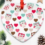 Lovely Owls Heart Ornament (Two Sides)