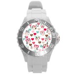 Lovely Owls Round Plastic Sport Watch (L)