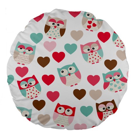 Lovely Owls Large 18  Premium Round Cushion  from ArtsNow.com Front