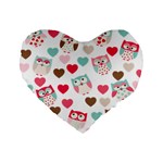 Lovely Owls Standard 16  Premium Heart Shape Cushion 