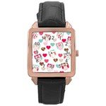 Lovely Owls Rose Gold Leather Watch 