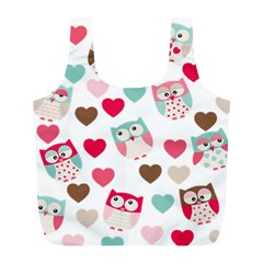 Lovely Owls Full Print Recycle Bag (L) from ArtsNow.com Front