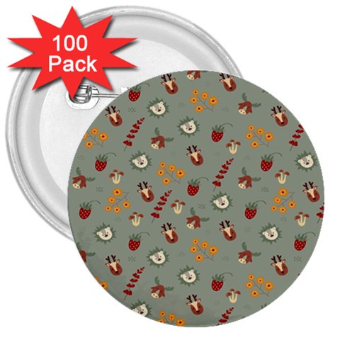 Wild Forest Friends  3  Button (100 pack) from ArtsNow.com Front