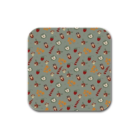 Wild Forest Friends  Rubber Square Coaster (4 pack) from ArtsNow.com Front