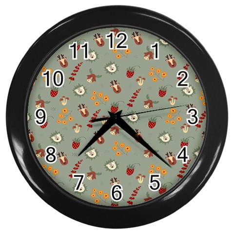 Wild Forest Friends  Wall Clock (Black) from ArtsNow.com Front