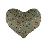 Wild Forest Friends  Standard 16  Premium Flano Heart Shape Cushion 