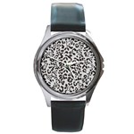 Leopard print gray theme Round Metal Watch