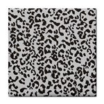 Leopard print gray theme Tile Coaster