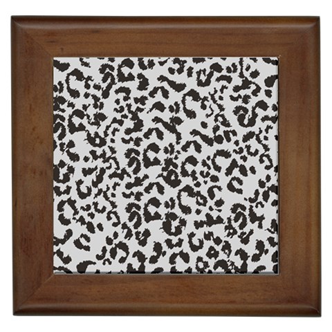 Leopard print gray theme Framed Tile from ArtsNow.com Front