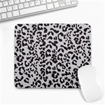 Leopard print gray theme Large Mousepad