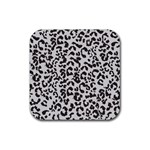 Leopard print gray theme Rubber Coaster (Square)