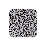 Leopard print gray theme Rubber Square Coaster (4 pack)