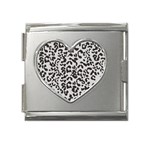 Leopard print gray theme Mega Link Heart Italian Charm (18mm)