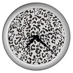 Leopard print gray theme Wall Clock (Silver)