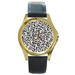 Leopard print gray theme Round Gold Metal Watch