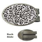 Leopard print gray theme Money Clip (Oval)