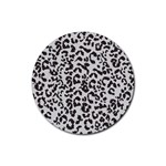 Leopard print gray theme Rubber Round Coaster (4 pack)