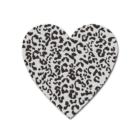 Leopard print gray theme Magnet (Heart) from ArtsNow.com Front