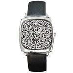 Leopard print gray theme Square Metal Watch