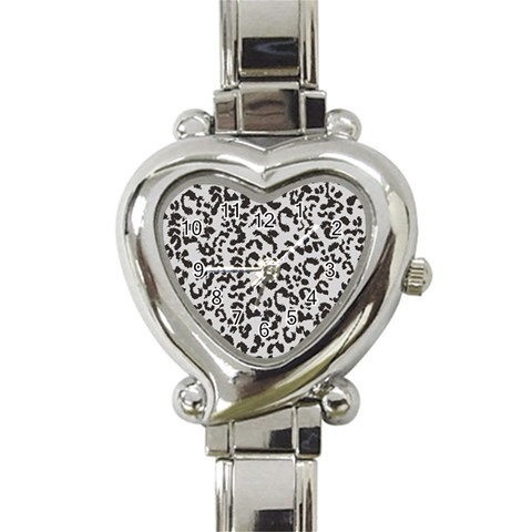 Leopard print gray theme Heart Italian Charm Watch from ArtsNow.com Front