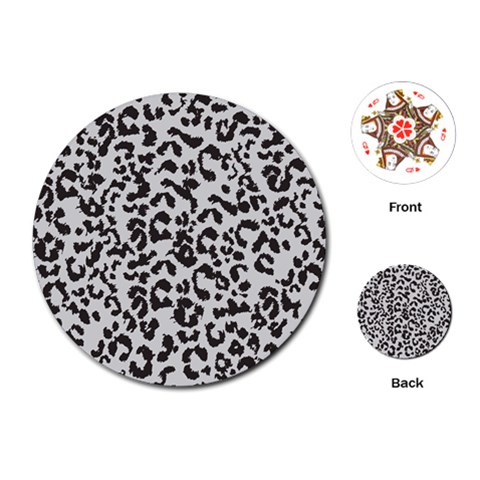 Leopard print gray theme Playing Cards Single Design (Round) from ArtsNow.com Front