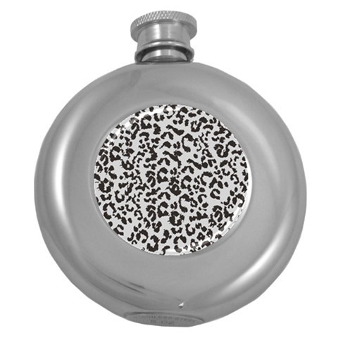 Leopard print gray theme Hip Flask (5 oz) from ArtsNow.com Front