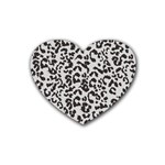 Leopard print gray theme Rubber Coaster (Heart)