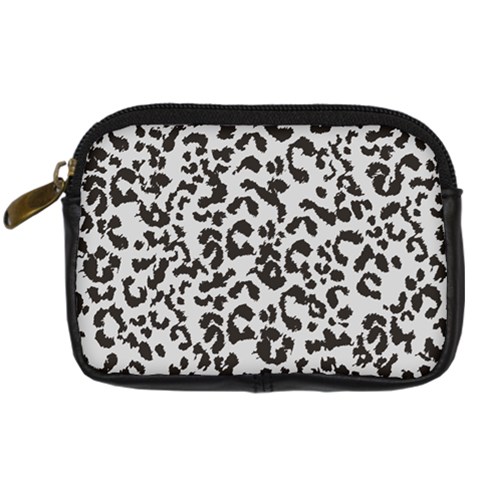 Leopard print gray theme Digital Camera Leather Case from ArtsNow.com Front