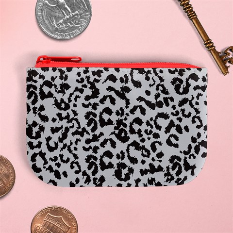 Leopard print gray theme Mini Coin Purse from ArtsNow.com Front