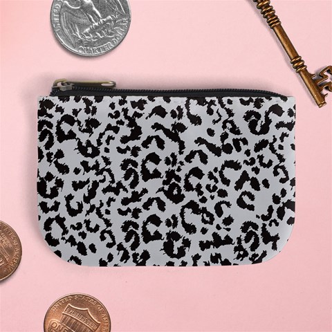 Leopard print gray theme Mini Coin Purse from ArtsNow.com Front