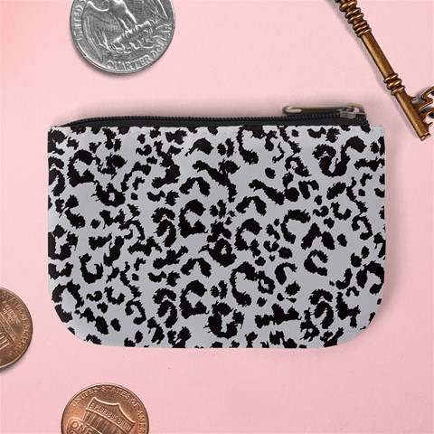 Leopard print gray theme Mini Coin Purse from ArtsNow.com Back