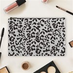 Leopard print gray theme Cosmetic Bag (Large)