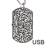 Leopard print gray theme Dog Tag USB Flash (One Side)