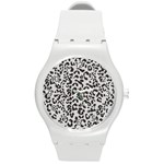 Leopard print gray theme Round Plastic Sport Watch (M)