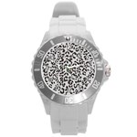 Leopard print gray theme Round Plastic Sport Watch (L)