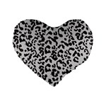 Leopard print gray theme Standard 16  Premium Heart Shape Cushion 