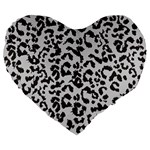 Leopard print gray theme Large 19  Premium Heart Shape Cushion