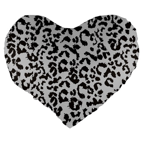 Leopard print gray theme Large 19  Premium Heart Shape Cushion from ArtsNow.com Back