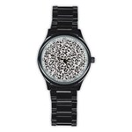 Leopard print gray theme Stainless Steel Round Watch