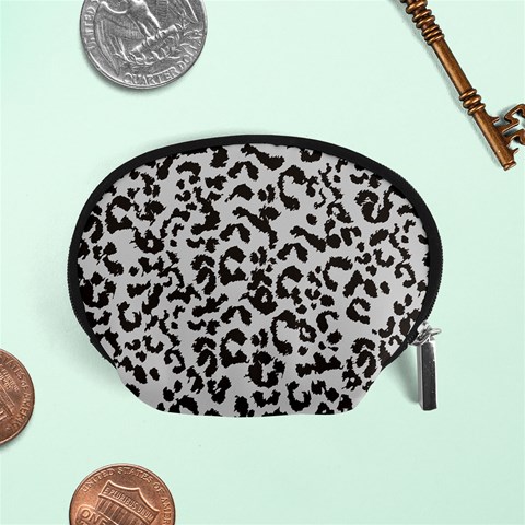 Leopard print gray theme Accessory Pouch (Small) from ArtsNow.com Front