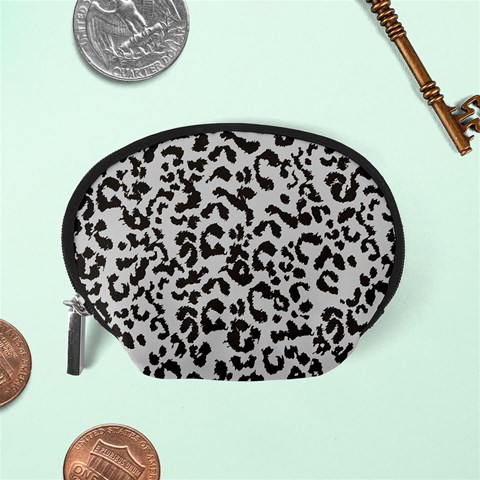 Leopard print gray theme Accessory Pouch (Small) from ArtsNow.com Back