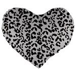 Leopard print gray theme Large 19  Premium Flano Heart Shape Cushion